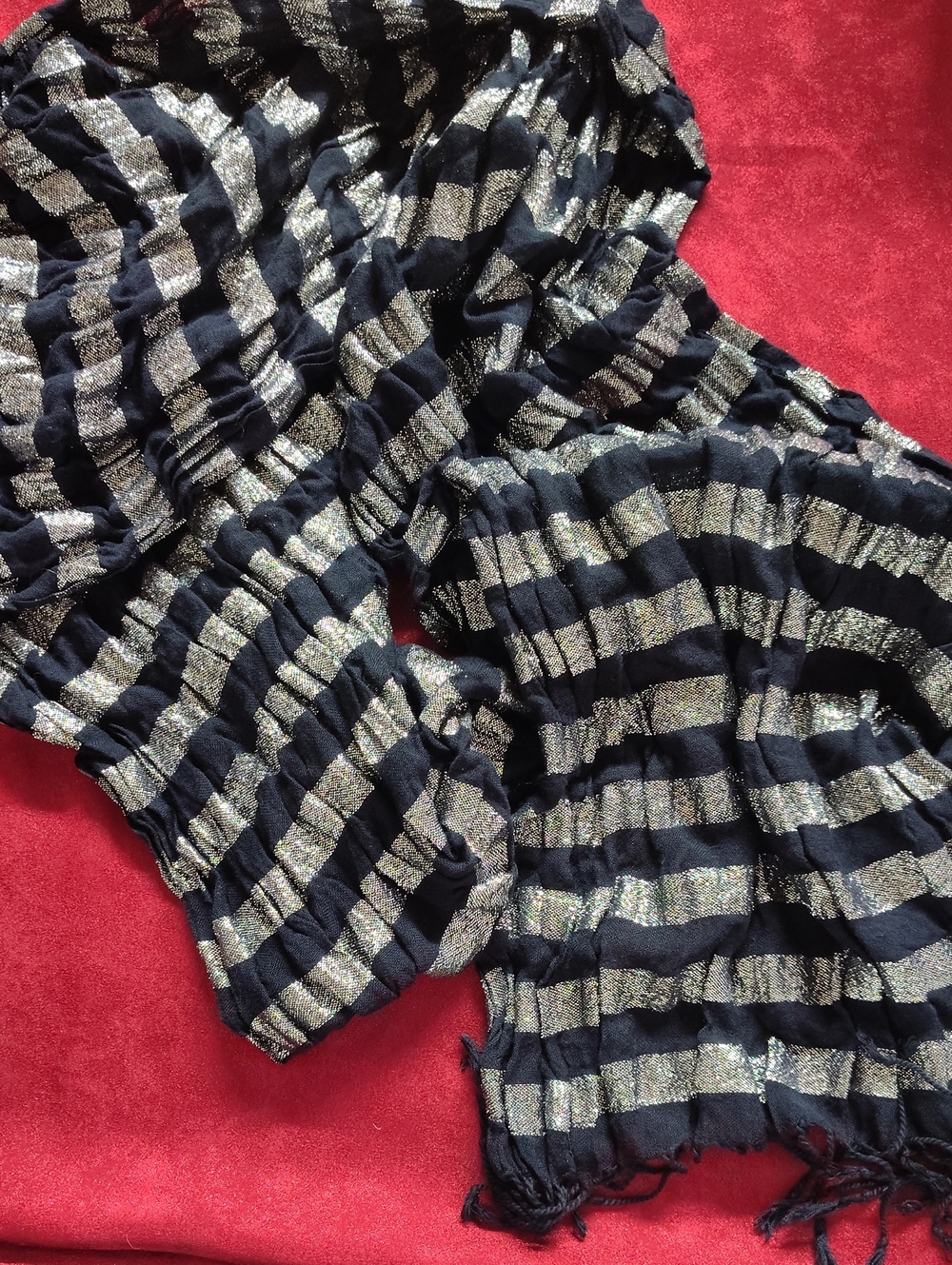 American Apparel Black and Gold Metallic Striped Scarf